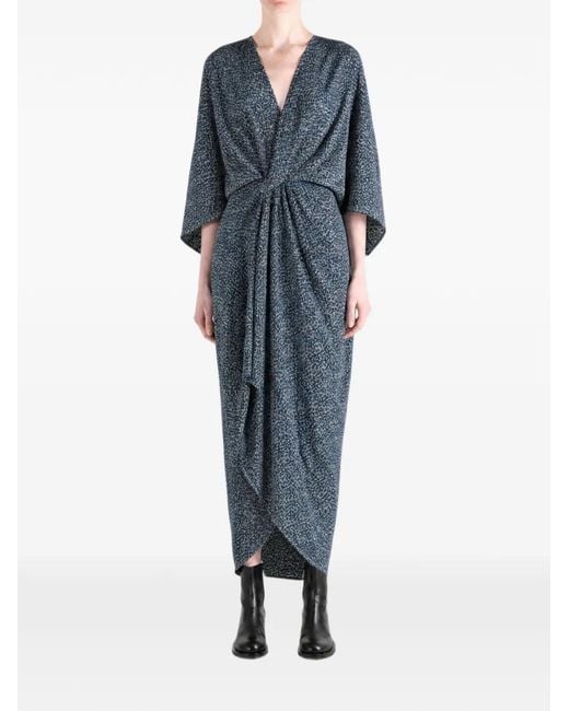 Cortana Blue Astra Print Draped Dress