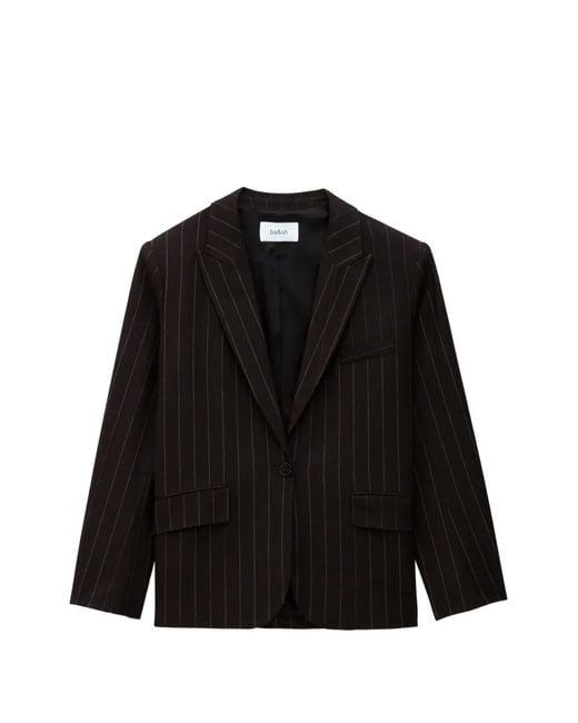 Ba&sh Black Hocee Pinstripe Single-Breasted Blazer