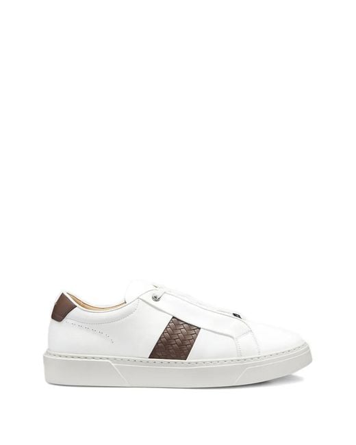 Boss White Gary Woven Leather Sneakers for men