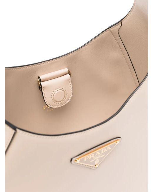 Prada Natural Triangle Logo Shoulder Bag