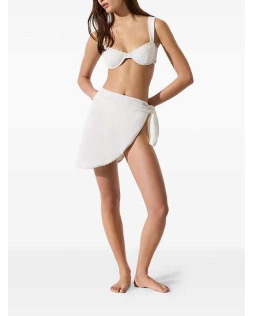 Karl Lagerfeld White Textured Pearl-Embellished Pareo