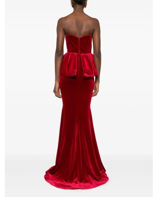 Cristallini Andreacampanile ストラップレス マキシドレス Red