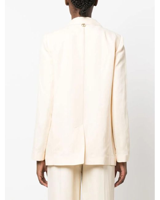 Twinset Natural Single-Breasted Tied-Waist Blazer
