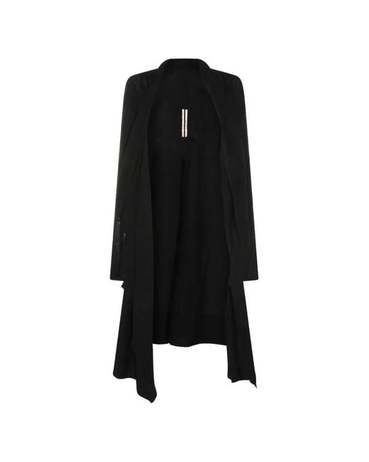 Rick Owens Black Draped Open-Front Cardigan