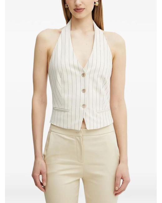 Fracomina Natural Pinstripe Buttoned Top