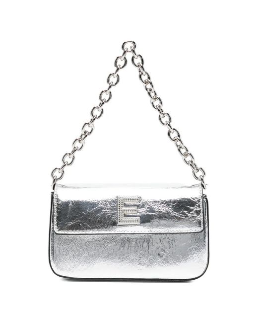 ERMANNO FIRENZE White Chain Initial Shoulder Bag