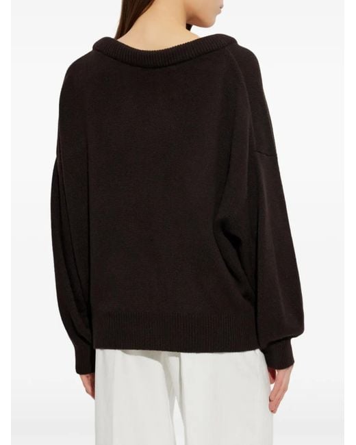 Lisa Yang Black Doria Off-Shoulder Sweater