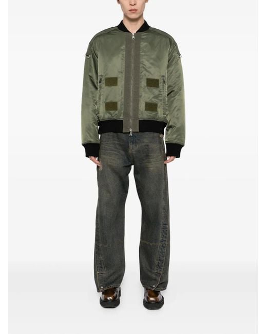 ANDERSSON BELL Green Layered Washed Bomber Jacket for men