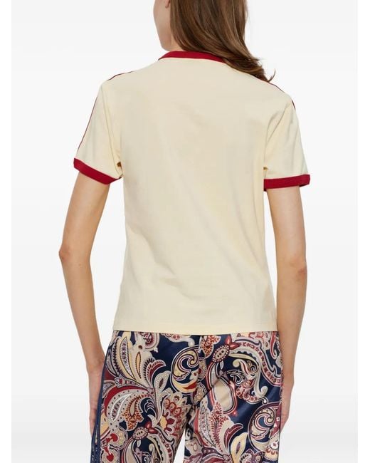 Adidas Pink 3 Stripes Slim Fit Striped-Details T-Shirt