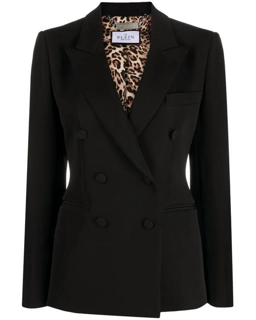 Philipp Plein Black Double-Breasted Cady Blazer