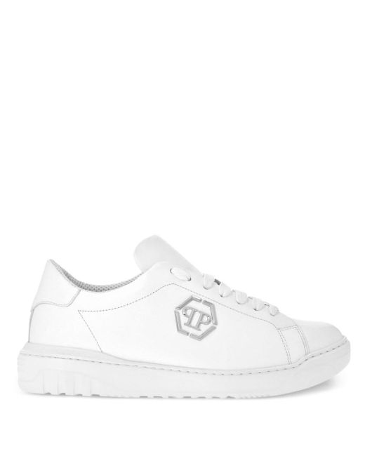 Philipp Plein Leren Sneakers Met Logo-applicatie in het White voor heren