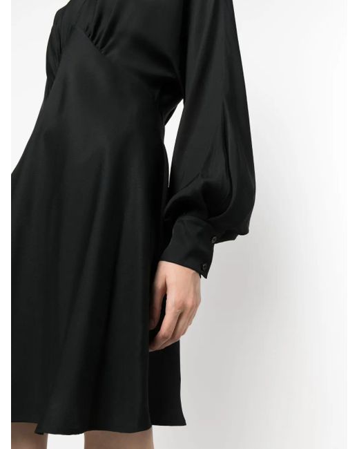 Moschino Black Satin Poet-Sleeve Midi Dress