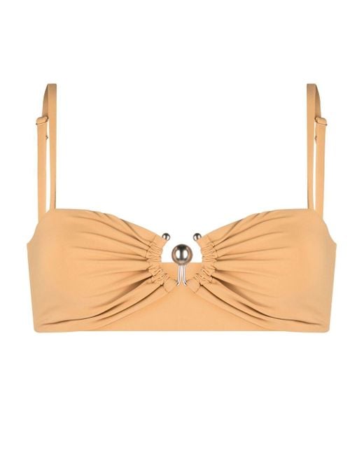 Top bikini Ruched Prong con ruches di Christopher Esber in Natural