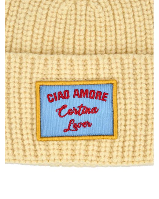 Giada Benincasa Natural Gerippte Beanie mit Patch