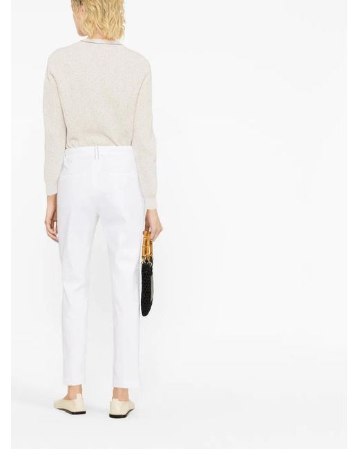 Brunello Cucinelli White Cropped-Leg Cotton Trousers