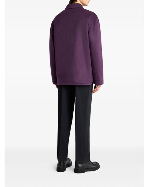 Etro Purple Cashmere Patch-Pocket Overshirt for men