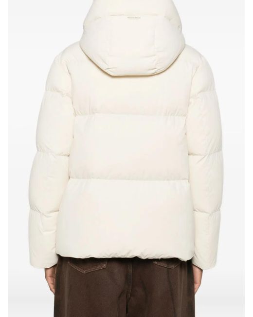 Woolrich White Tailored Puffer Jacket With High Collar