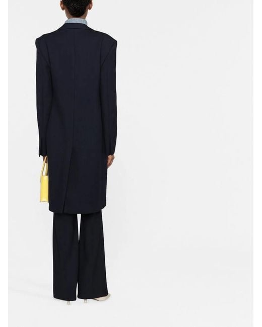 Jil Sander Blue Single-Button Wool Coat