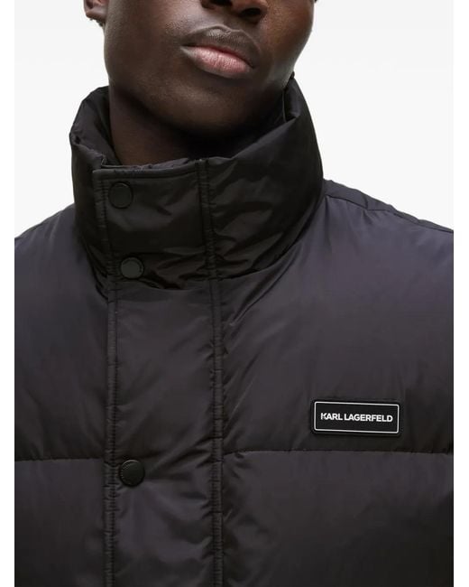 Karl Lagerfeld Black Logo-Patch Padded Gilet for men