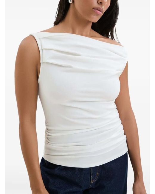 MARCELLA White Cooper Gathered Sleeveless Top