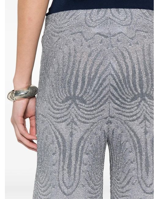 Circus Hotel Gray Patterned Frayed Trousers