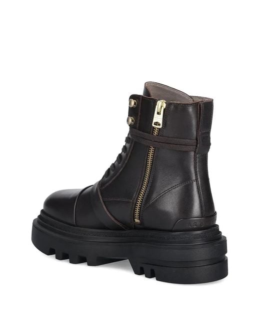 AllSaints Black Buckle Lace-Up Boots