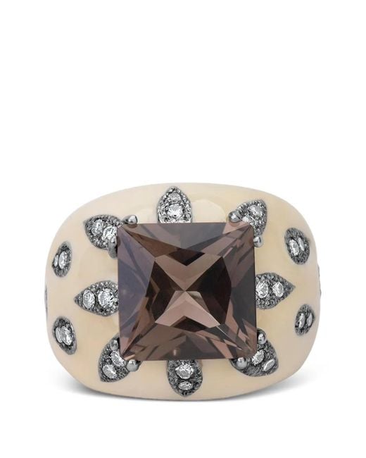 Andreoli Gray Bague À Diamant Et Topaze Fumée