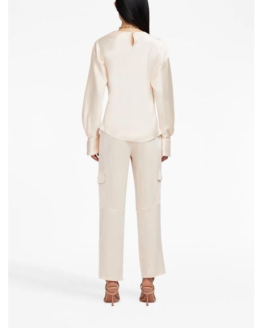 Jonathan Simkhai Natural Raffaella Knotted Long-Sleeve Top