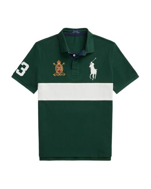 メンズ Polo Ralph Lauren Big Pony 20th Anniversary Stripe Polo Shirt Green