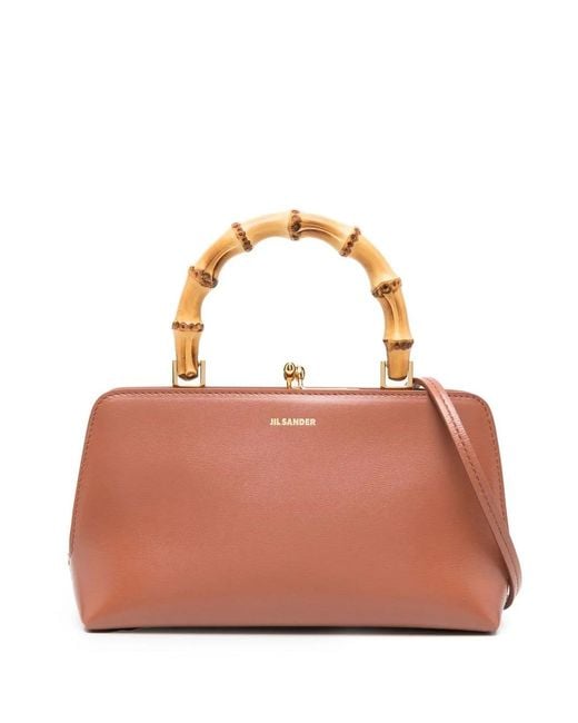 Jil Sander Brown Goji Square Bamboo Mini Bag