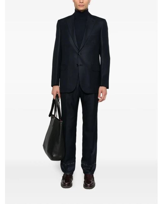 Canali Blue Long-Seelve Wool Sweater for men