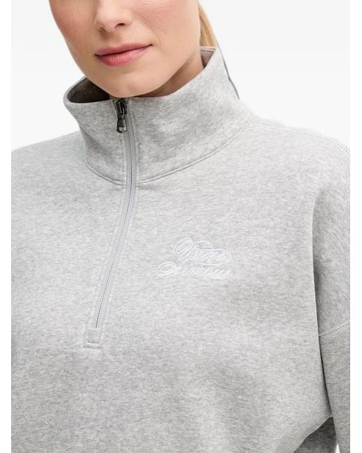 Under Armour Gray Ua Rival Script Quarter-Zip Cropped Sweater