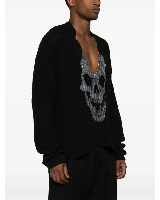 OTTOLINGER Black Skull-Print V-Neck Jumper
