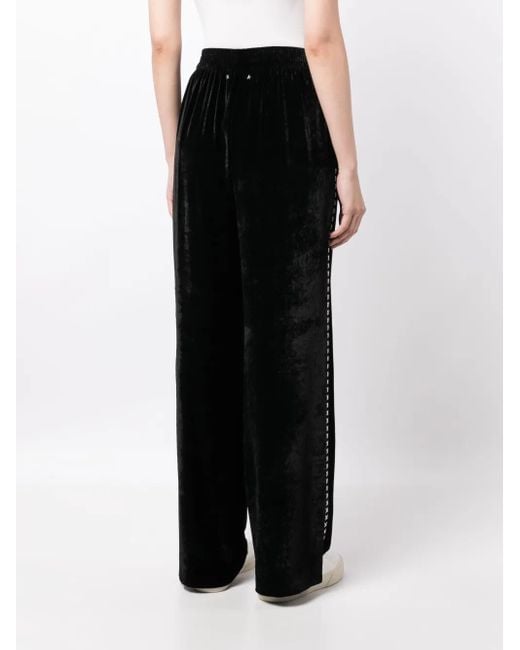Golden Goose Deluxe Brand Black Cross-Print Velvet-Finish Track Pants