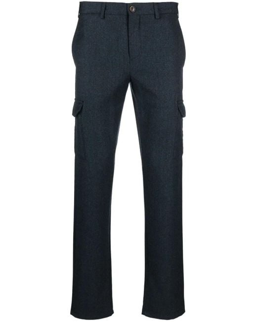 Canali Blue Wool Cargo Trousers for men