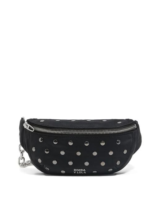 Bimba Y Lola Black Studded Chain Belt Bag
