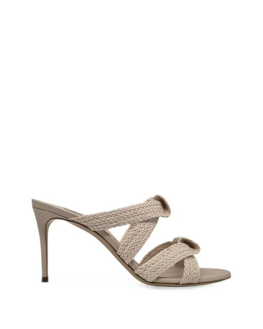 Casadei White Julia Mariposa Woven Knotted Sandals