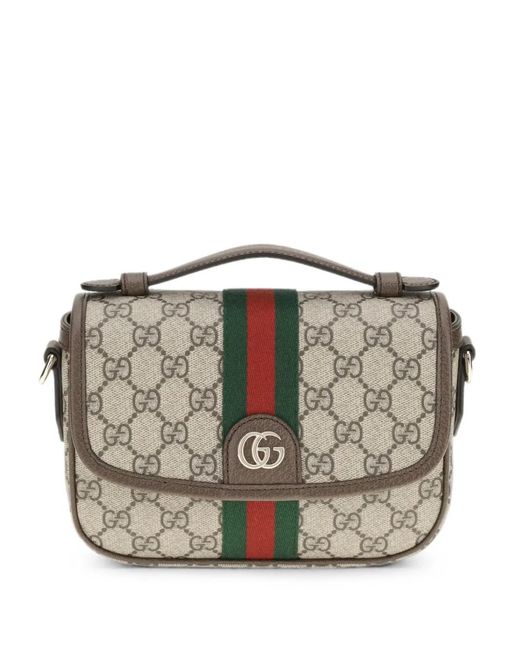 Gucci Gray Small Ophidia Gg Web-Stripe Cross Body Bag