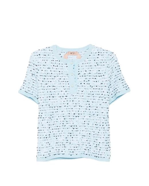 N°21 Blue Ruffled Polo Shirt