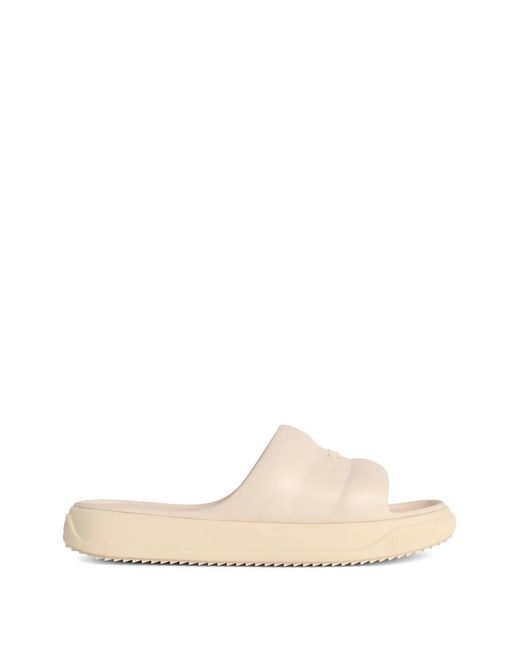 Moncler White Altive Embossed-Logo Slides