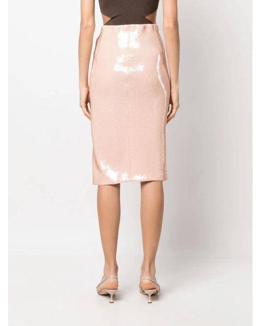 N°21 Pink Sequin-Design Midi Skirt