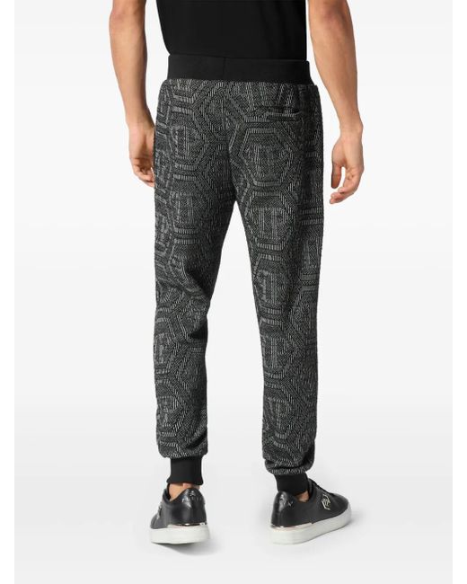 Philipp Plein Gray Monogram-Jacquard Track Pants for men
