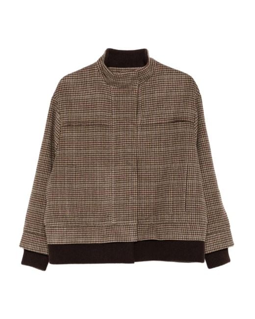 Eric Bompard ハウンドトゥース ボンバージャケット Brown