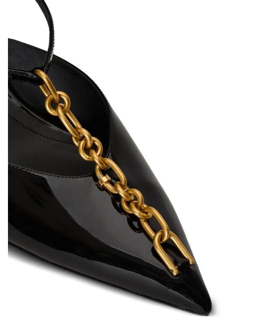Balmain White Sync Chain Kitten Slingbacks