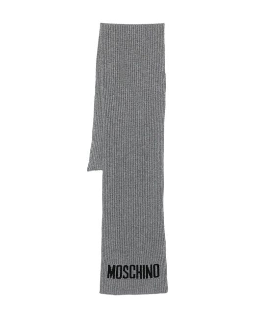 Sciarpa A Coste Con Logo di Moschino in Gray