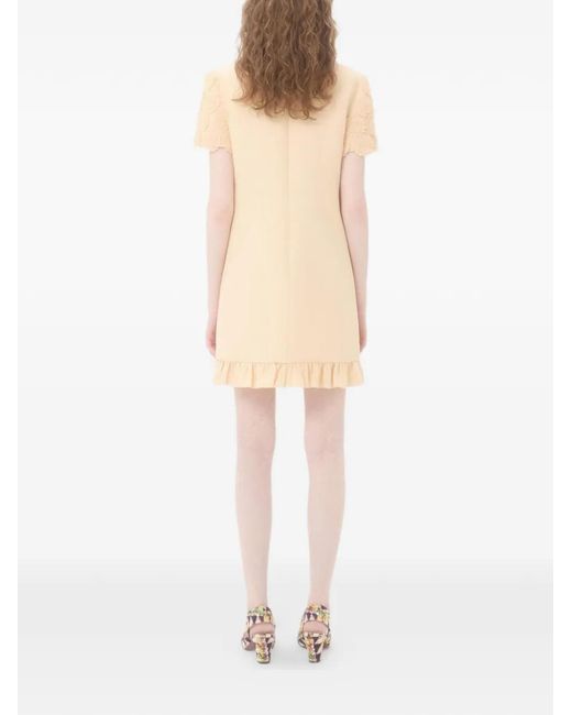 Valentino Garavani Natural Lace-Embellished Ruffled Mini Dress