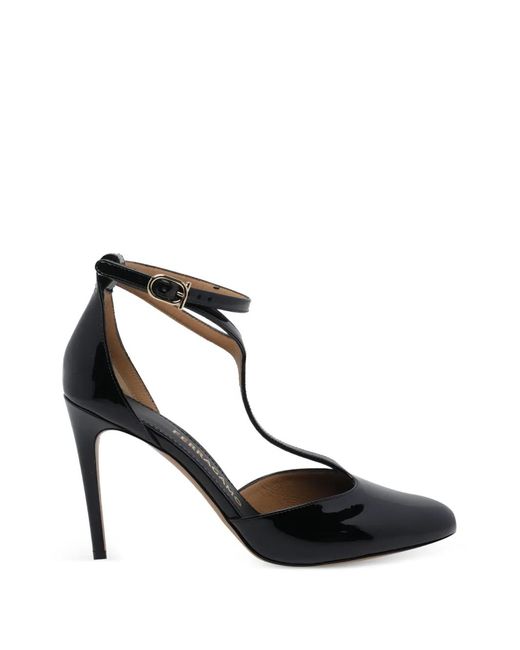 Ferragamo Black T-Strap Stiletto Pumps