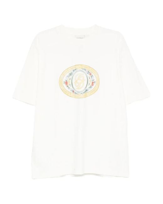 Drole de Monsieur White Oval-Frame Logo T-Shirt for men