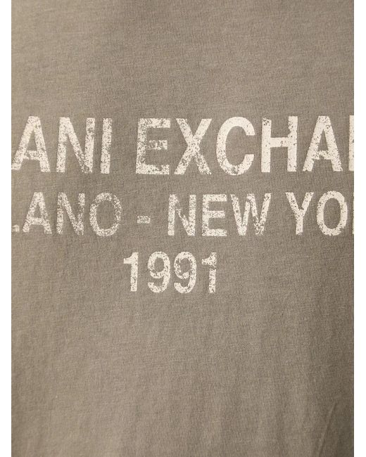 ARMANI EXCHANGE Brown Logo-Print Crew-Neck T-Shirt for men