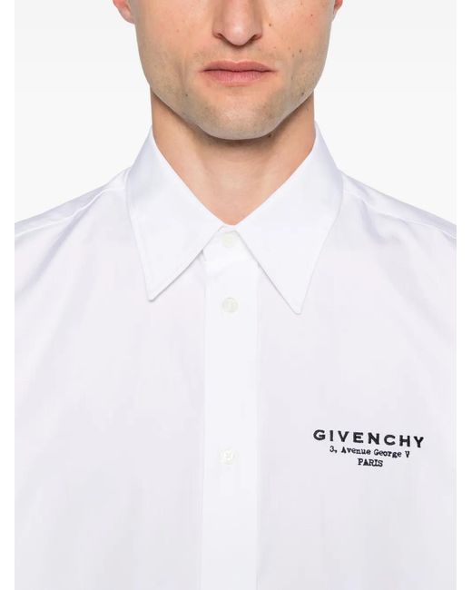 Givenchy Overhemden ,Wit ,Katoen Gelogoëerd Katoenen Overhemd Met Contrasterend Gestikt Logo in het White voor heren
